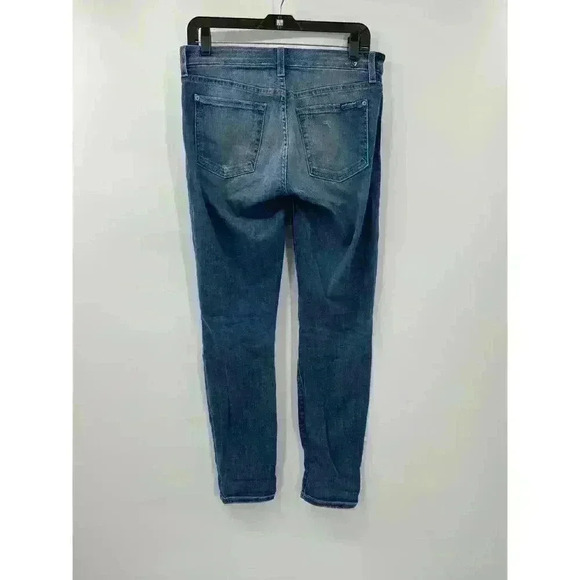 7 For All Mankind Women's Skinny Ankle Jeans Sz 28 Color Block Patch Distressed - Picture 3 of 7